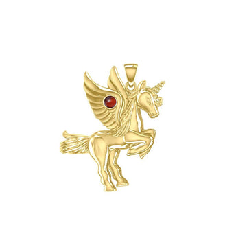 Mythical Unicorn Solid Gold Pendant with Gemstone GPD5401 - Jewelry